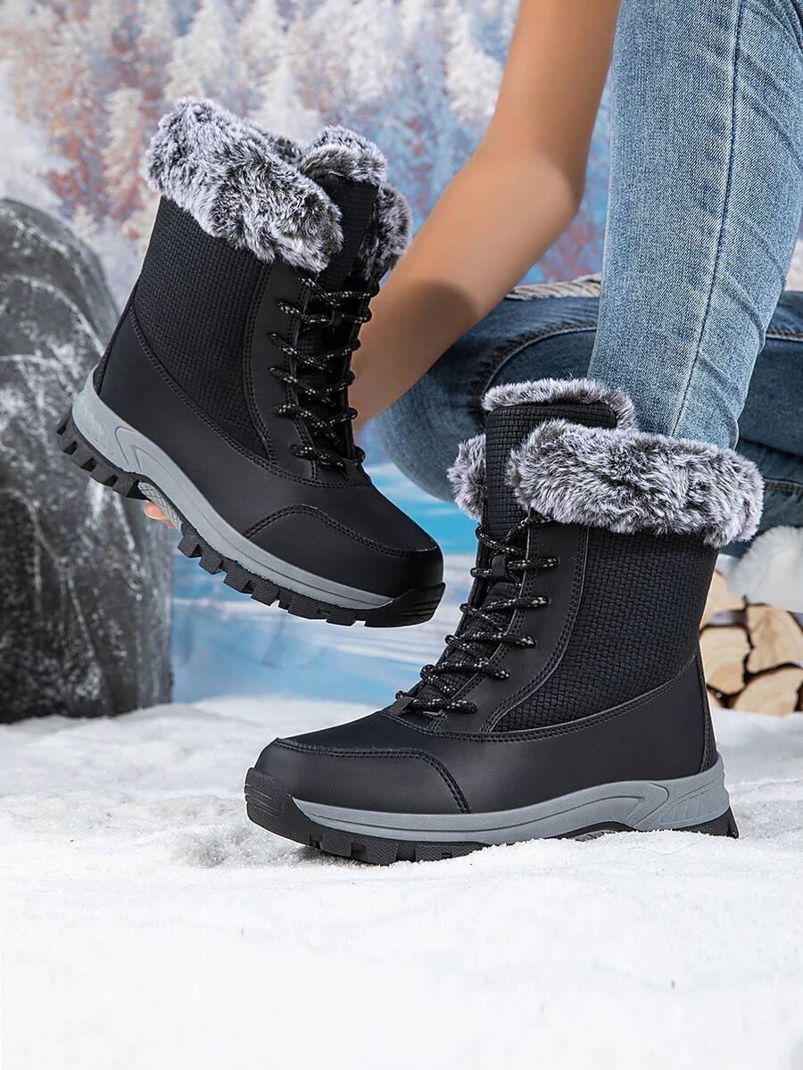 SHEIN CZARNE ŚNIEGOWCE SZTUCZNE FUTRO W01__38