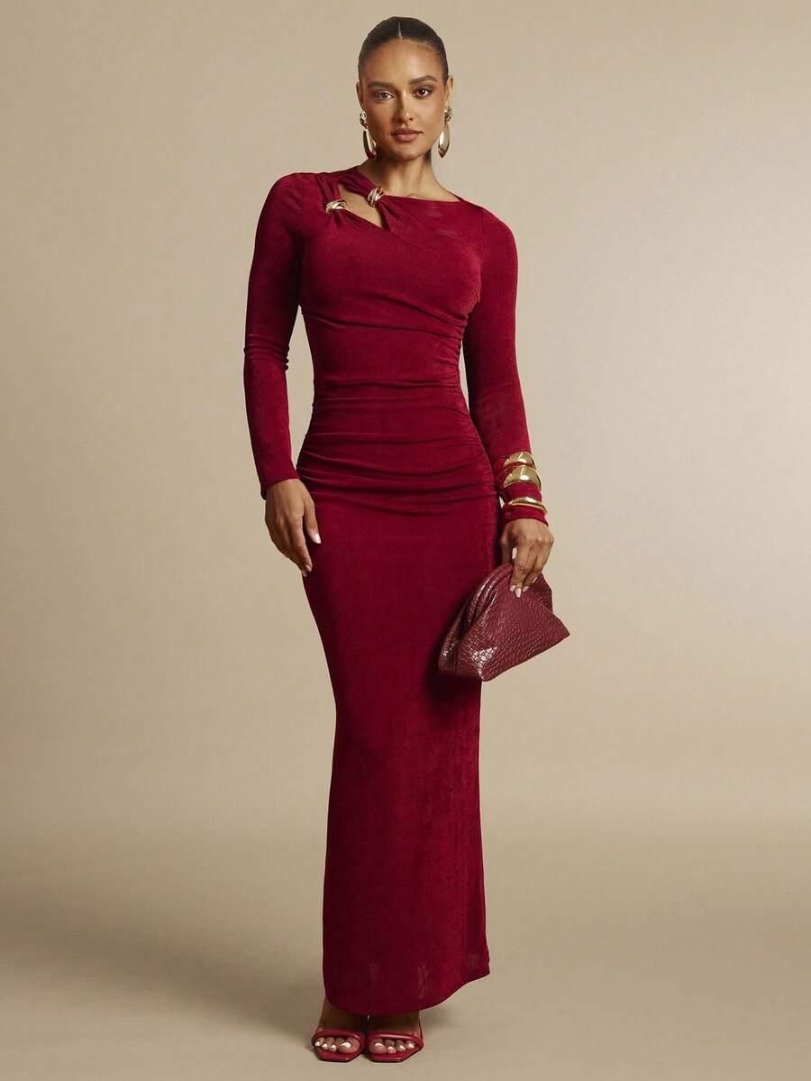 SHEIN CZERWONA MAXI SUKIENKA S06__S