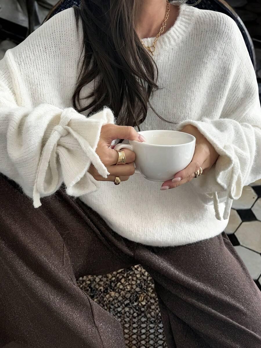 SHEIN BIAŁY SWETER OKRĄGŁY DEKOLT S06__S