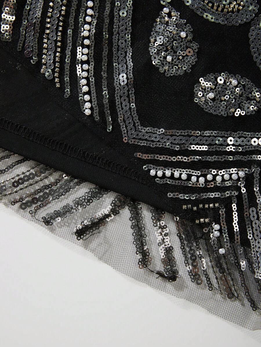 SHEIN CZARNA MAXI SUKIENKA ZDOBIENIE