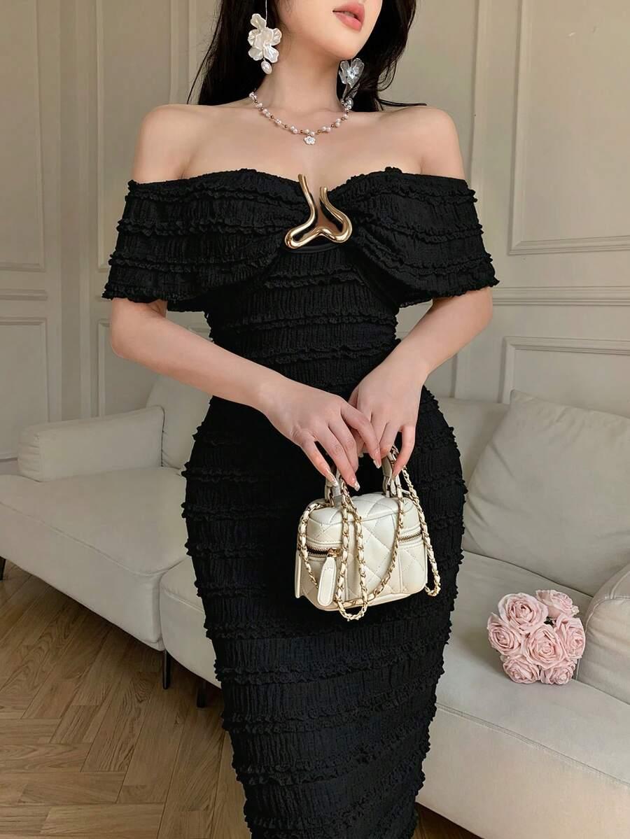 ABYOXI CZARNA MAXI SUKIENKA S06__L
