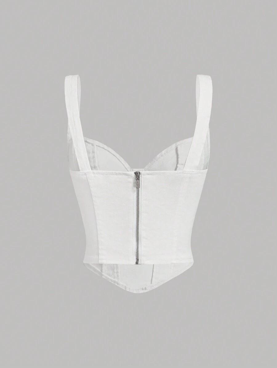 SHEIN BIAŁY TOP JEANS S06__S