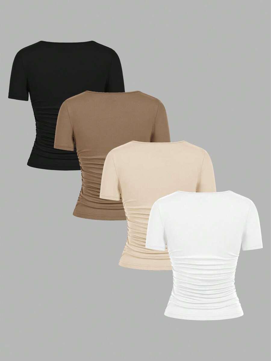 SHEIN T-SHIRT KRÓTKI RĘKAW 4-PACK S06__S