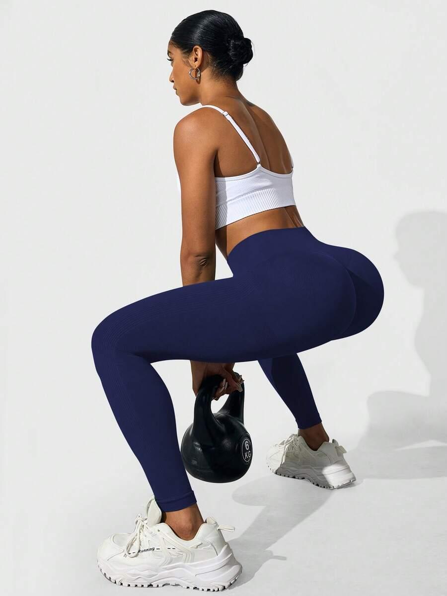SHEIN GRANATOWE LEGGINSY WYSOKI STAN S06__XS