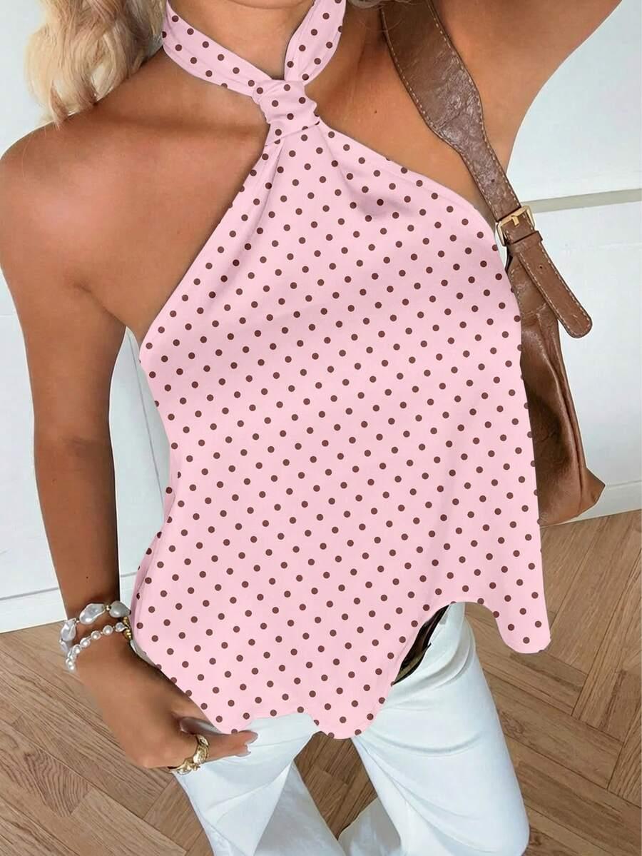 SHEIN RÓŻOWY TOP GROCHY S06__S