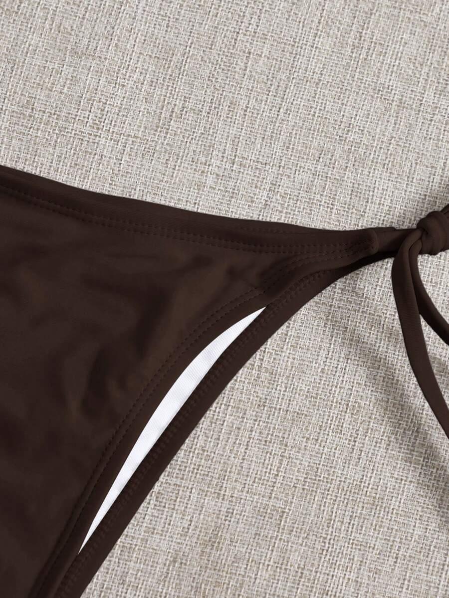 SHEIN BRĄZOWY DÓŁ OD BIKINI S09__M