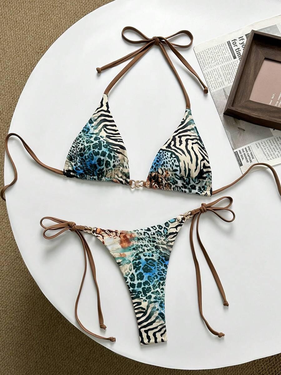 SHEIN DWUCZĘŚCIOWY STRÓJ KĄPIELOWY ANIMAL PRINT S09__S