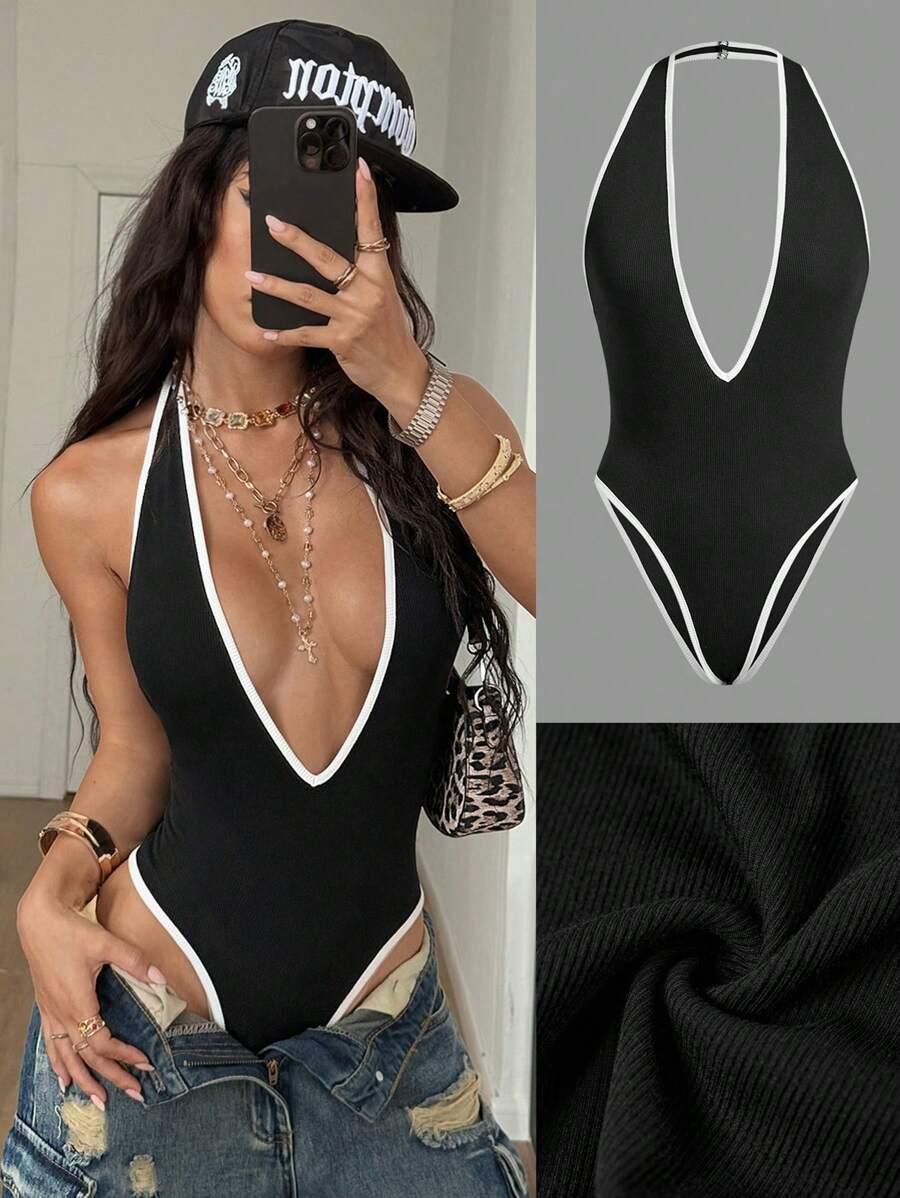 COOLANE CZARNE BODY GŁĘBOKI DEKOLT S06__XS