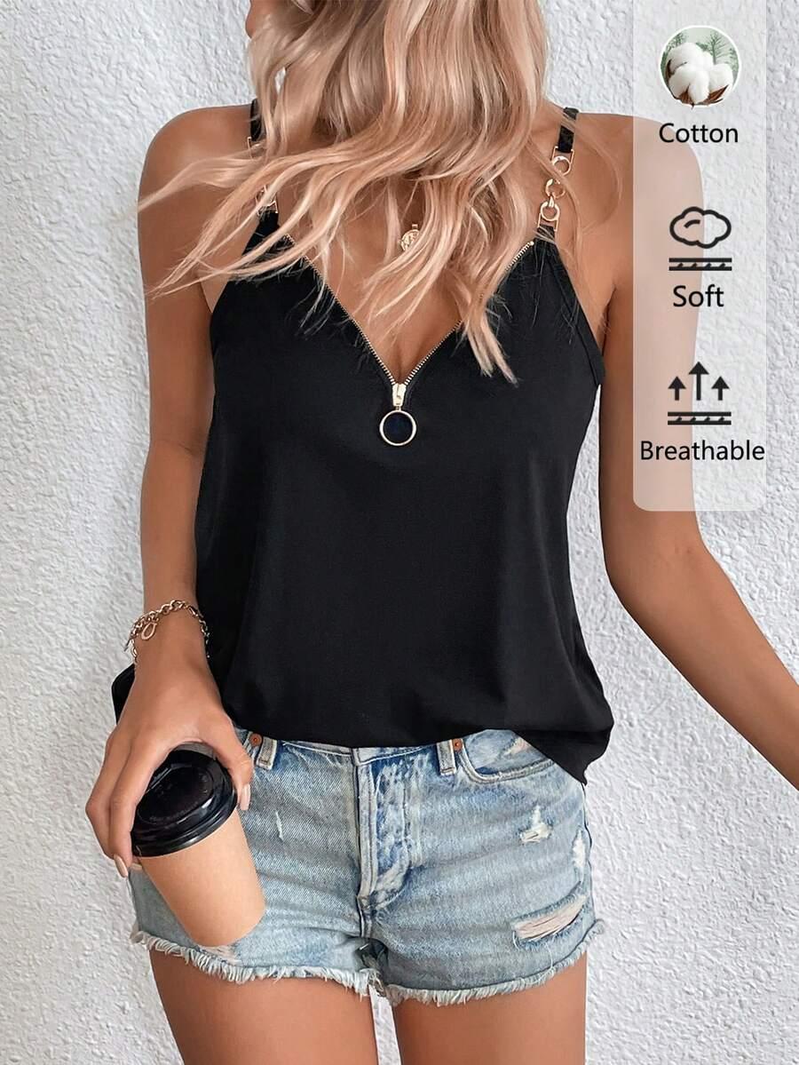 SHEIN CZARNY TOP NA RAMIĄCZKACH S06__L
