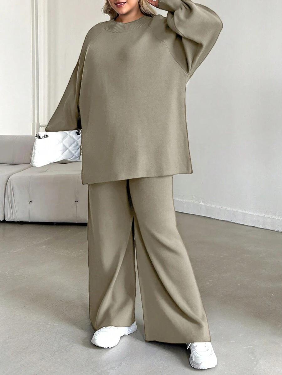 RUECHIC DZIANINOWY KOMPLET SWETER SPODNIE S06__XL