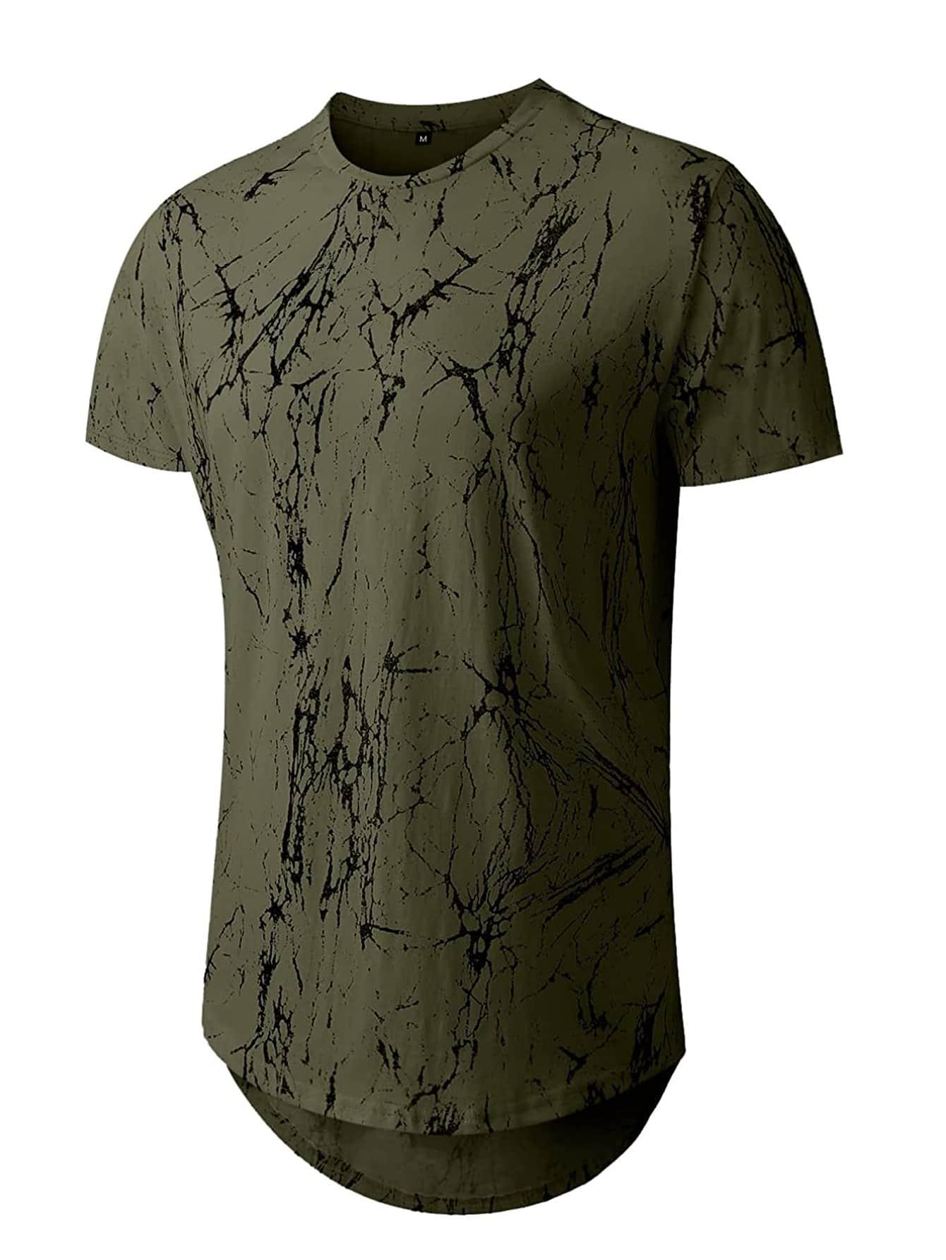 SHEIN ZIELONY BAWEŁNIANY T-SHIRT NADRUK OKRĄGŁY DEKOLT S06__XL