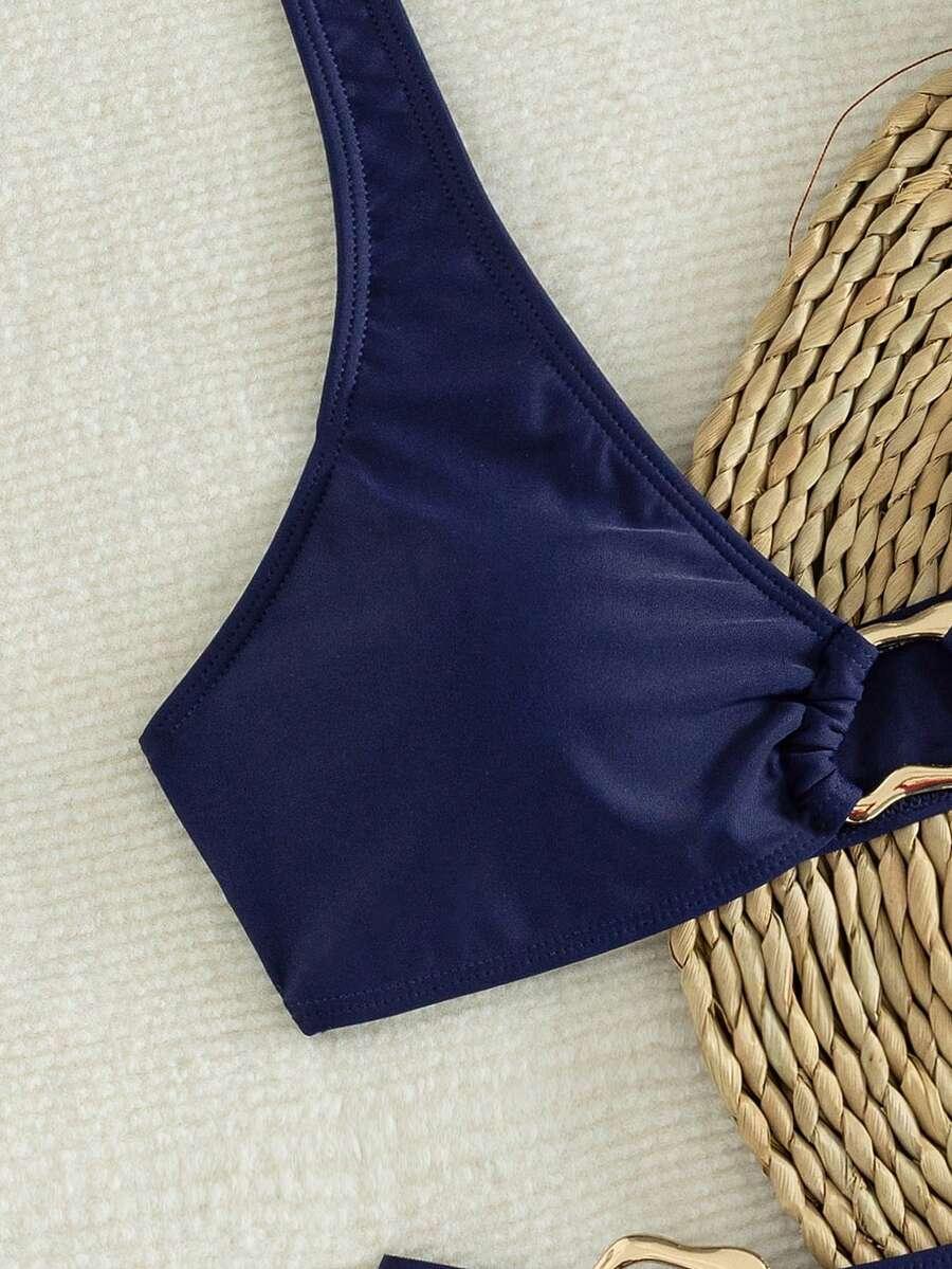 SHEIN GRANATOWY DWUCZĘŚCIOWY STRÓJ KĄPIELOWY S09__M