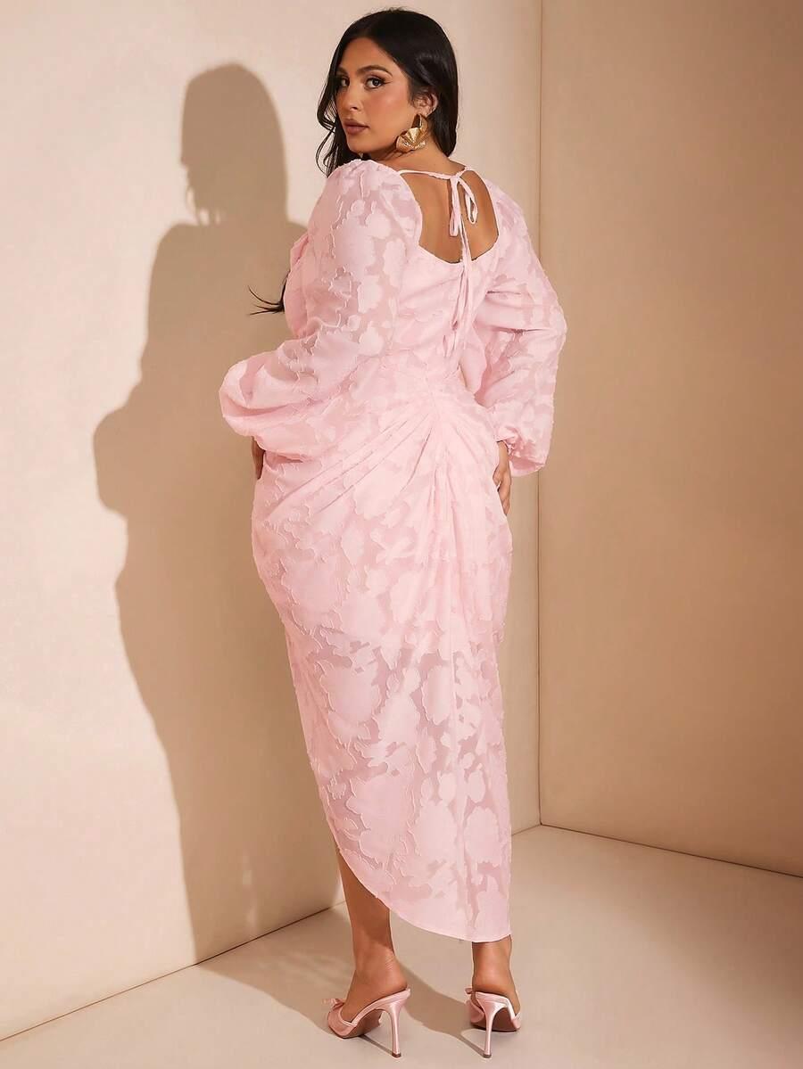 SHEIN RÓŻOWA SUKIENKA DŁUGI RĘKAW S09__XXL