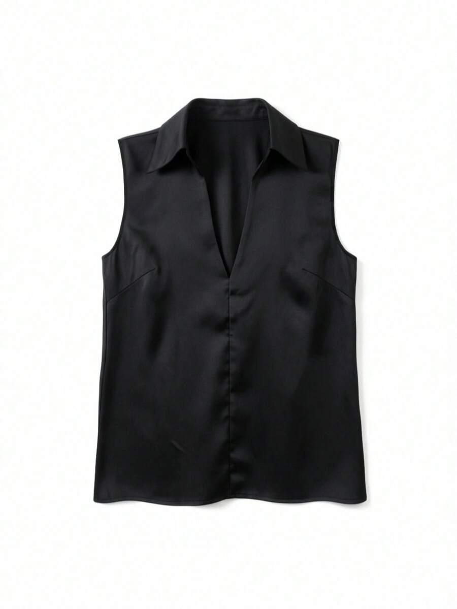 SHEIN CZARNY TOP V NECK S06__M
