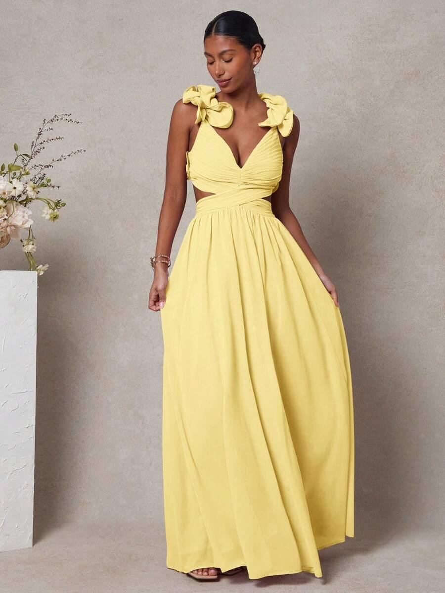 SHEIN ŻÓŁTA MAXI SUKIENKA S06__XS