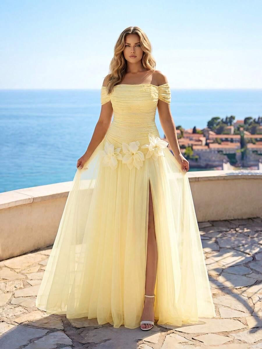 GLAMRAE ŻÓŁTA MAXI SUKIENKA S06__50