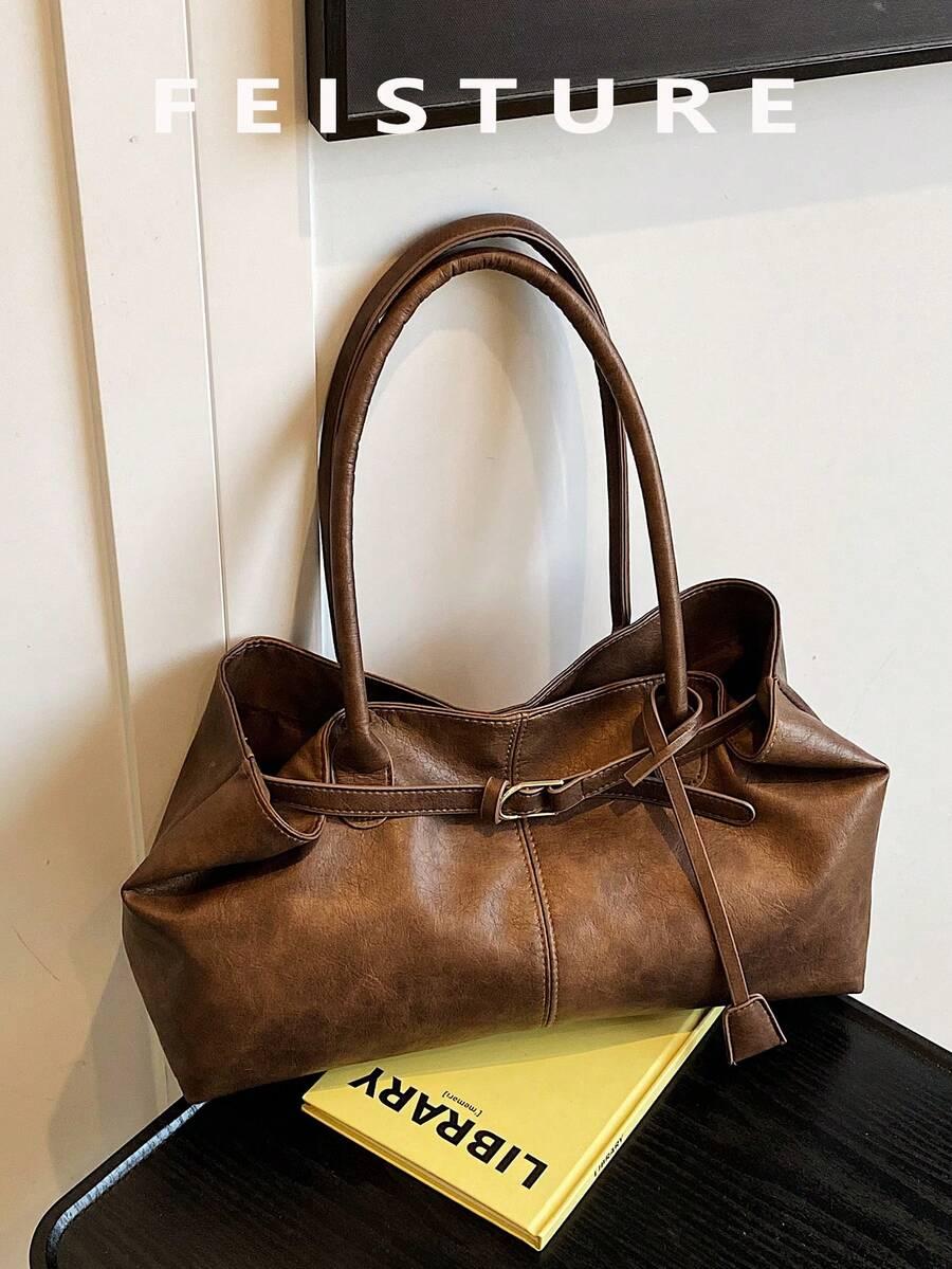 SHEIN BRĄZOWA TOREBKA IMITACJA SKÓRY S07__45X12X20CM