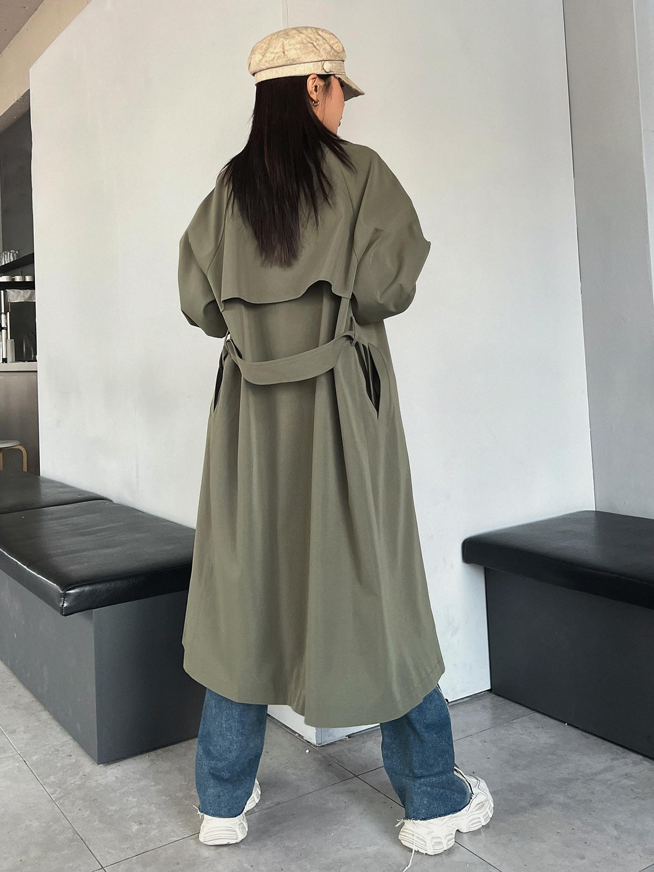 SHEIN ZIELONY KLASYCZNY PŁASZCZ W01__M