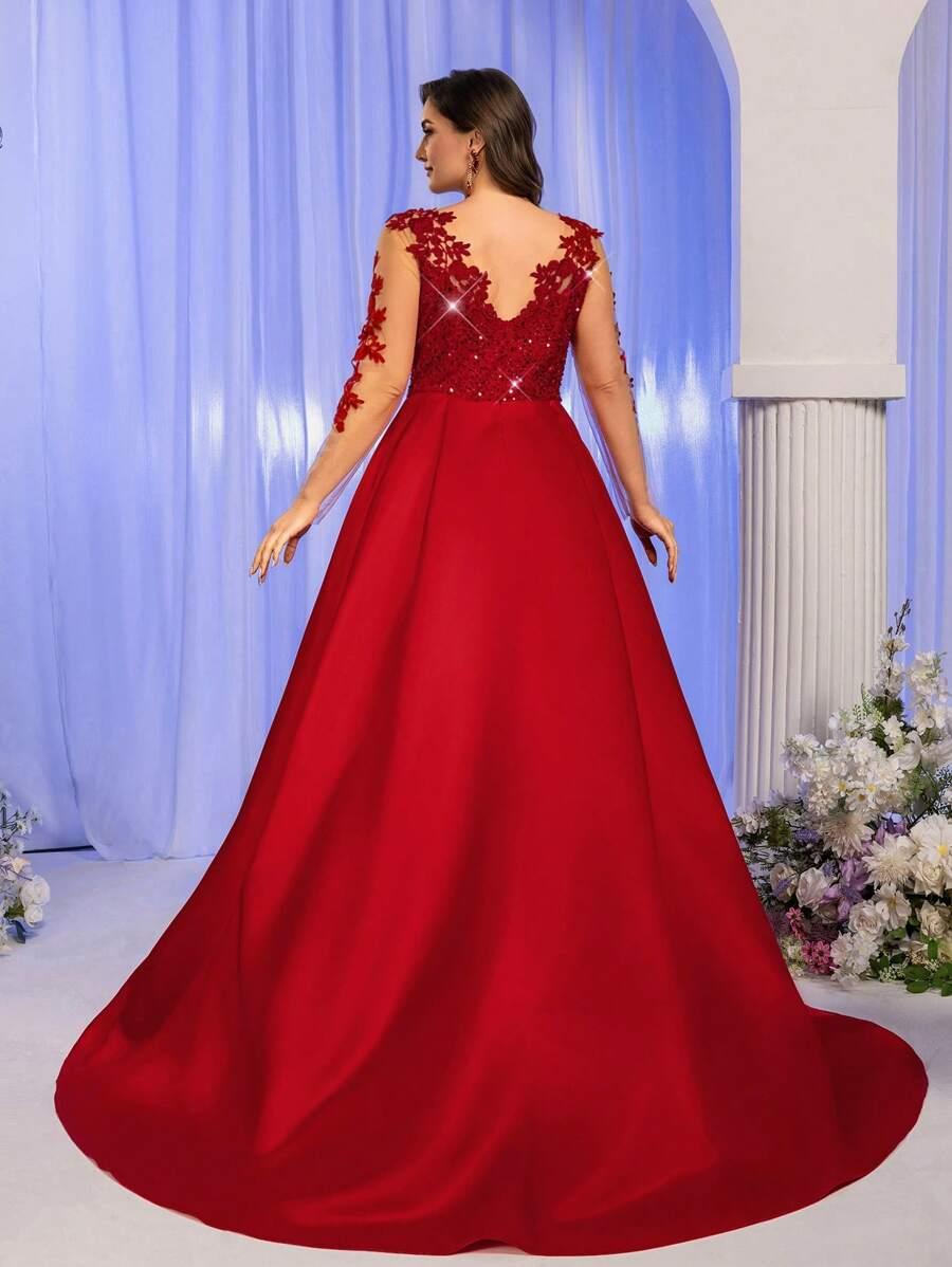 SHEIN CZERWONA SUKIENKA MAXI KORONKA S06__46