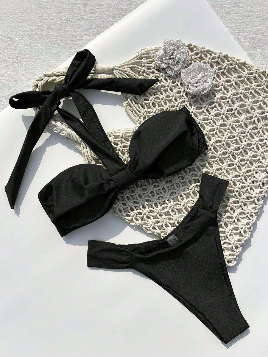 SHEIN CZARNY DWUCZĘŚCIOWY STRÓJ KĄPIELOWY S09__M