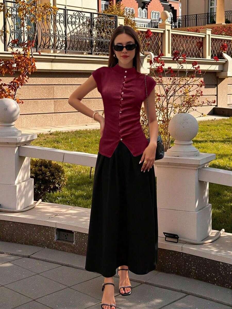 SHEIN BORDOWY SWETER GUZIKI S06__L