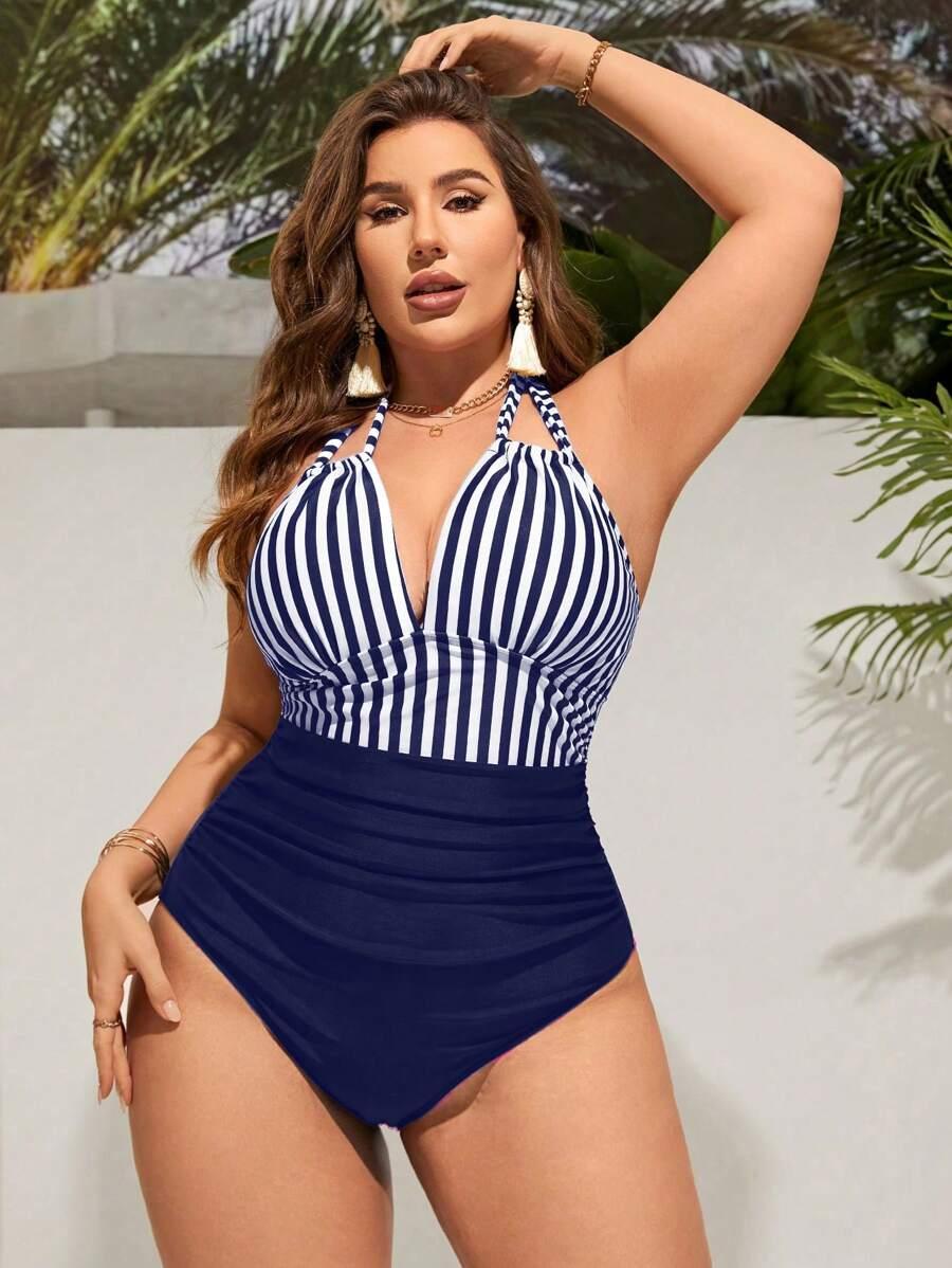 SHEIN GRANATOWY STRÓJ KĄPIELOWY S09__XXL