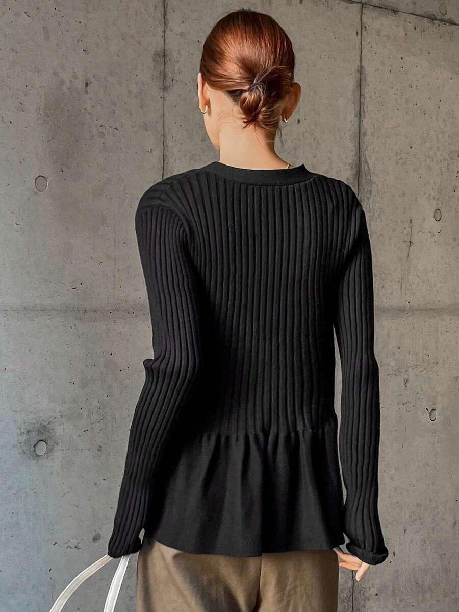 SHEIN CZARNY SWETER GUZIKI S06__XL