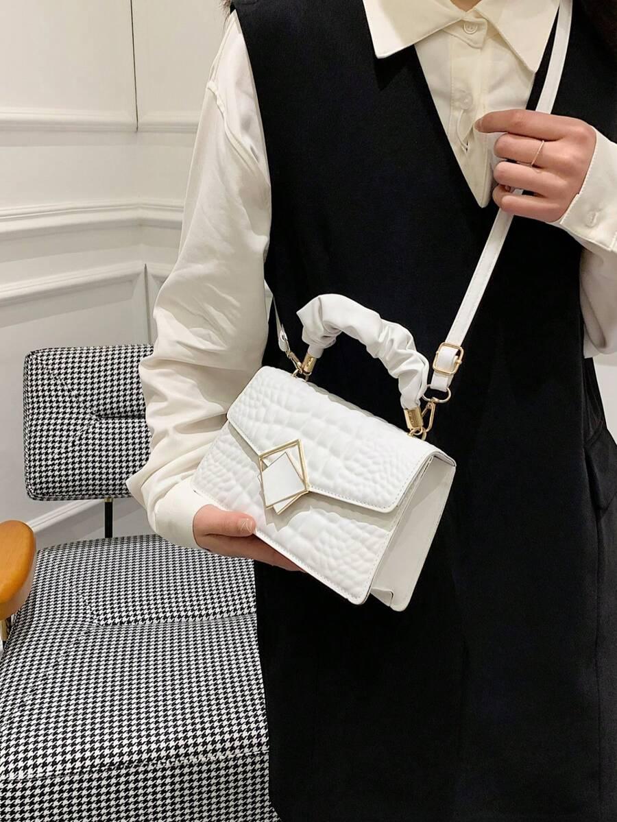 SHEIN BIAŁA TOREBKA ZDOBIENIE S07__14X22CM