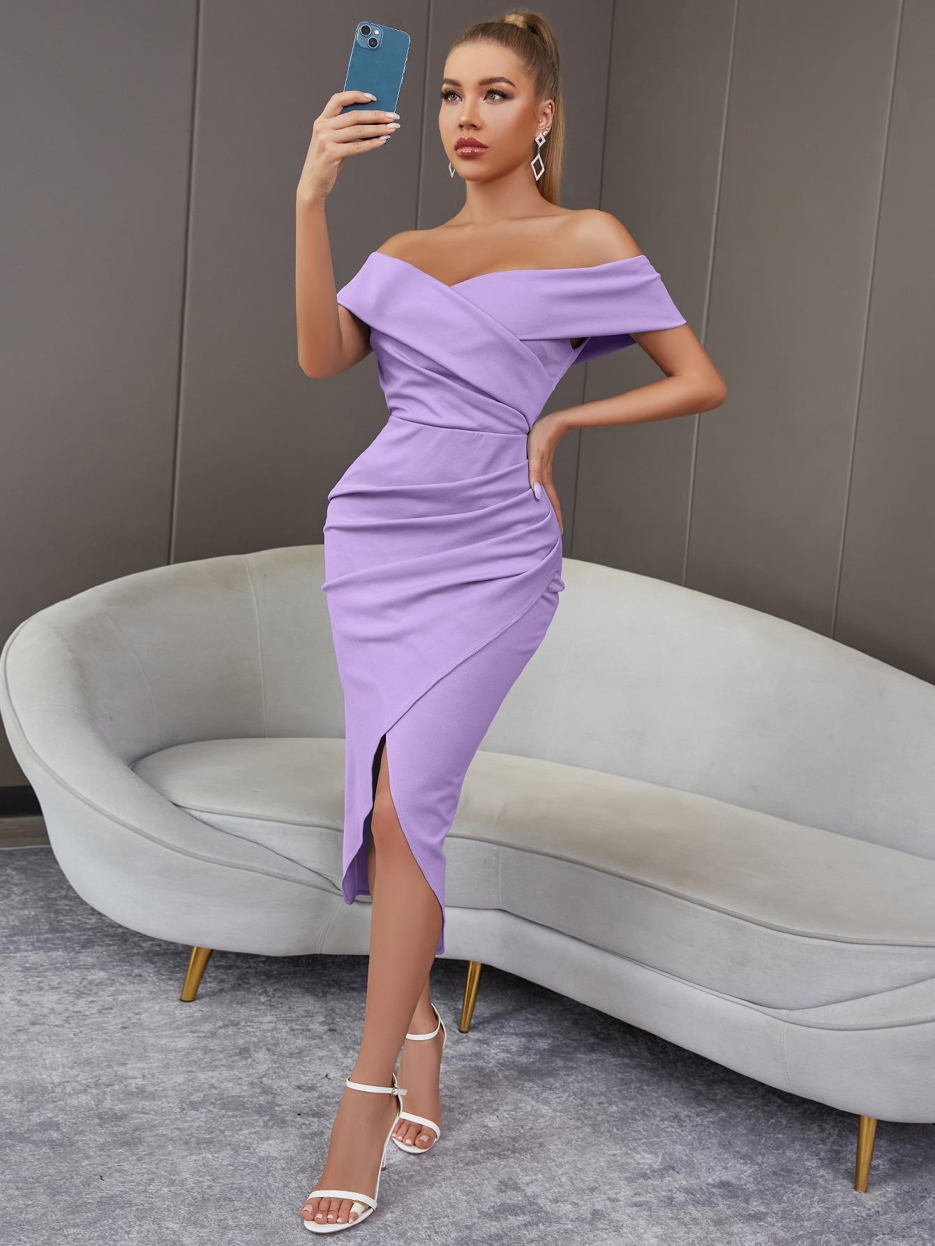 SHEIN FIOLETOWA MIDI SUKIENKA S06__S