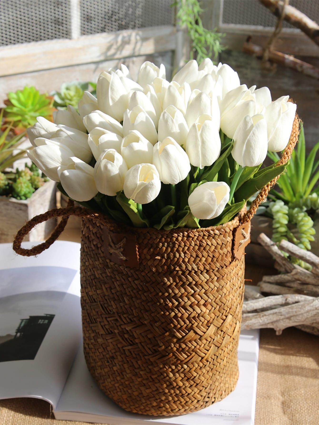 SHEIN BIAŁE SZTUCZNE TULIPANY S07__5-PACK