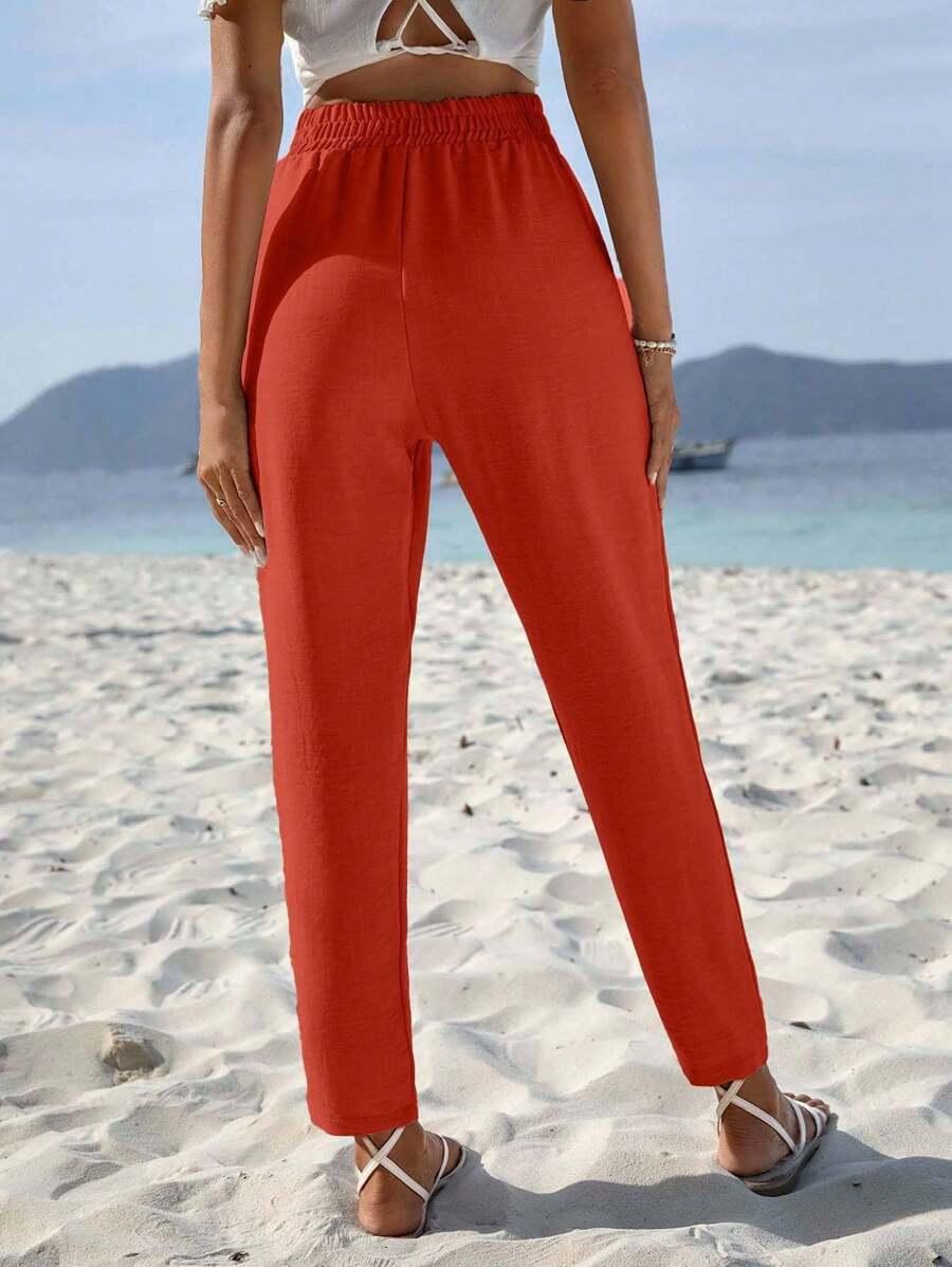 SHEIN POMARAŃCZOWE SPODNIE CASUAL S06__L
