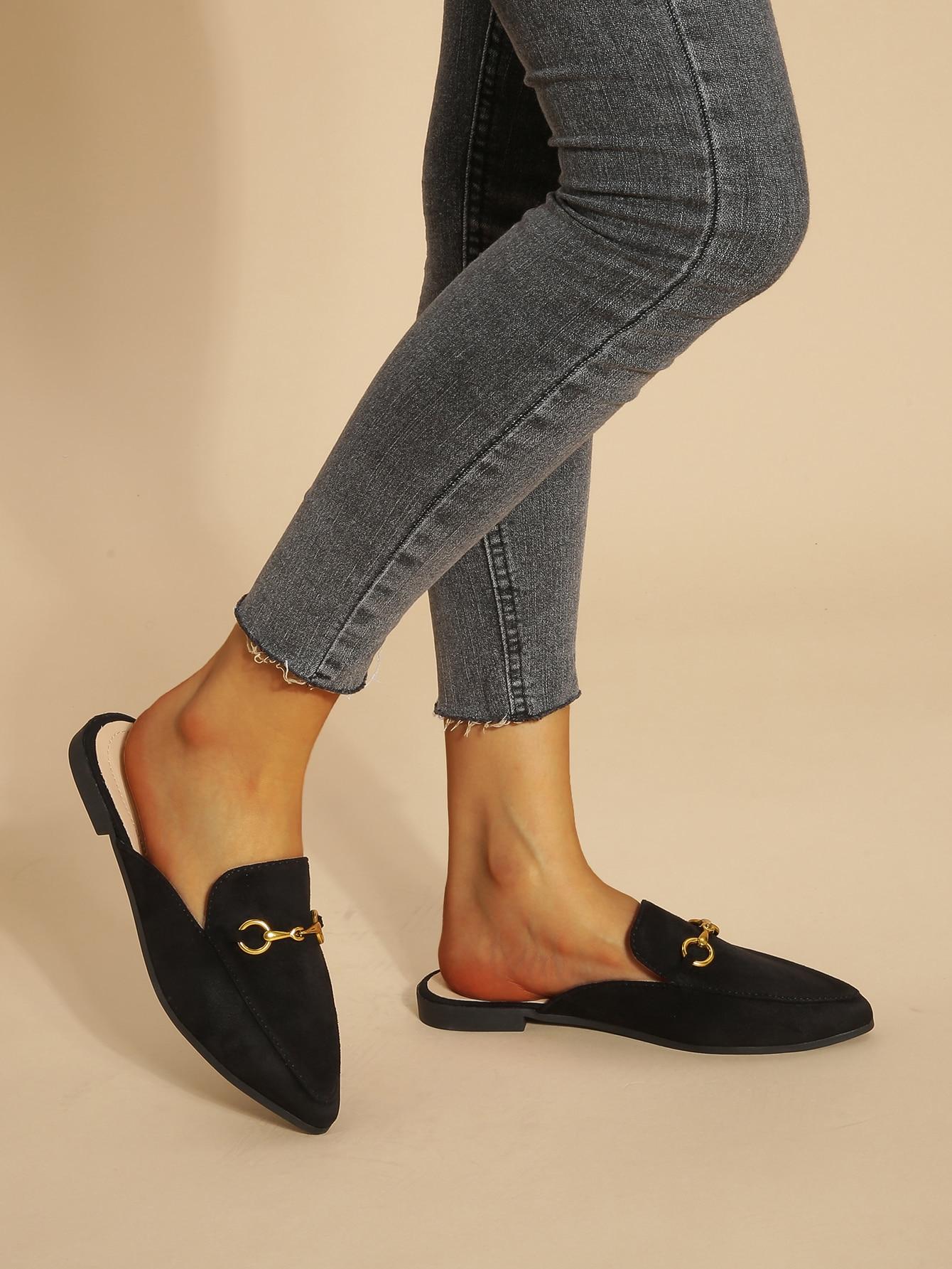 SHEIN CZARNE KLAPKI ZDOBIENIE S06__40,5