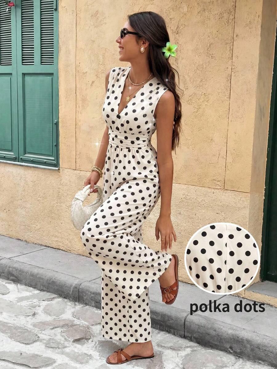 SHEIN BIAŁY KOMBINEZON GROCHY S06__XS