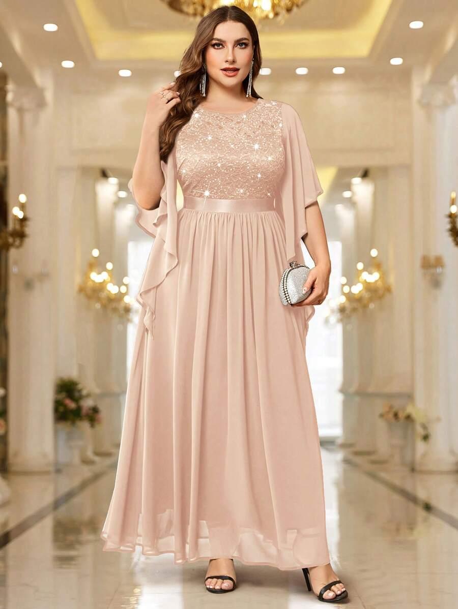 SHEIN BEŻOWA MAXI SUKIENKA S06__48