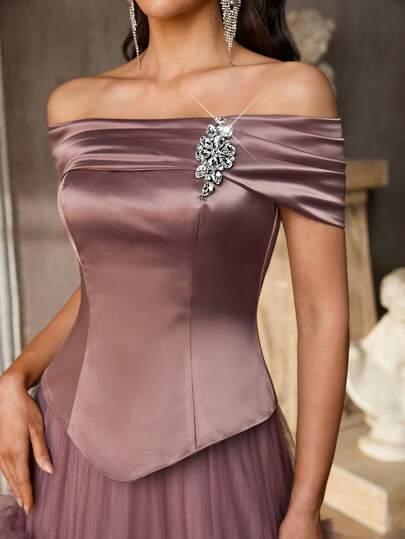 SHEIN FIOLETOWA MAXI SUKIENKA ODKRYTE RAMIONA FALBANY S06__XS