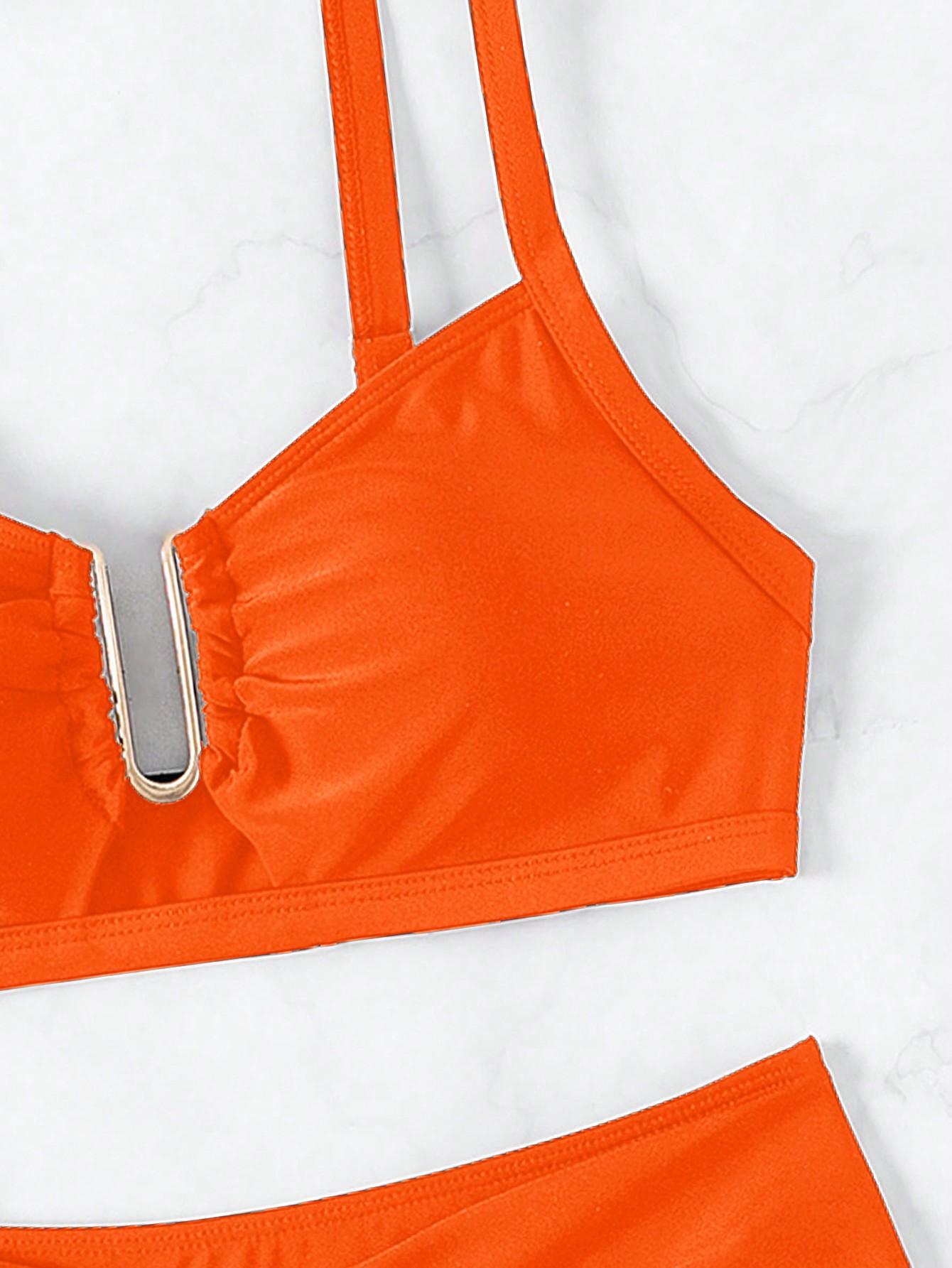 SHEIN POMARAŃCZOWY STRÓJ KĄPIELOWY DWUCZĘŚCIOWY S09__XL