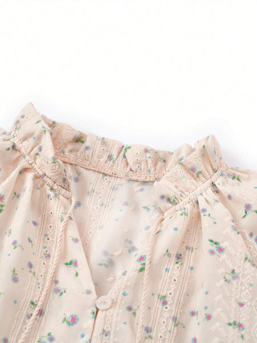SHEIN BLUZKA DŁUGI RĘKAW KWIATY S06__XS