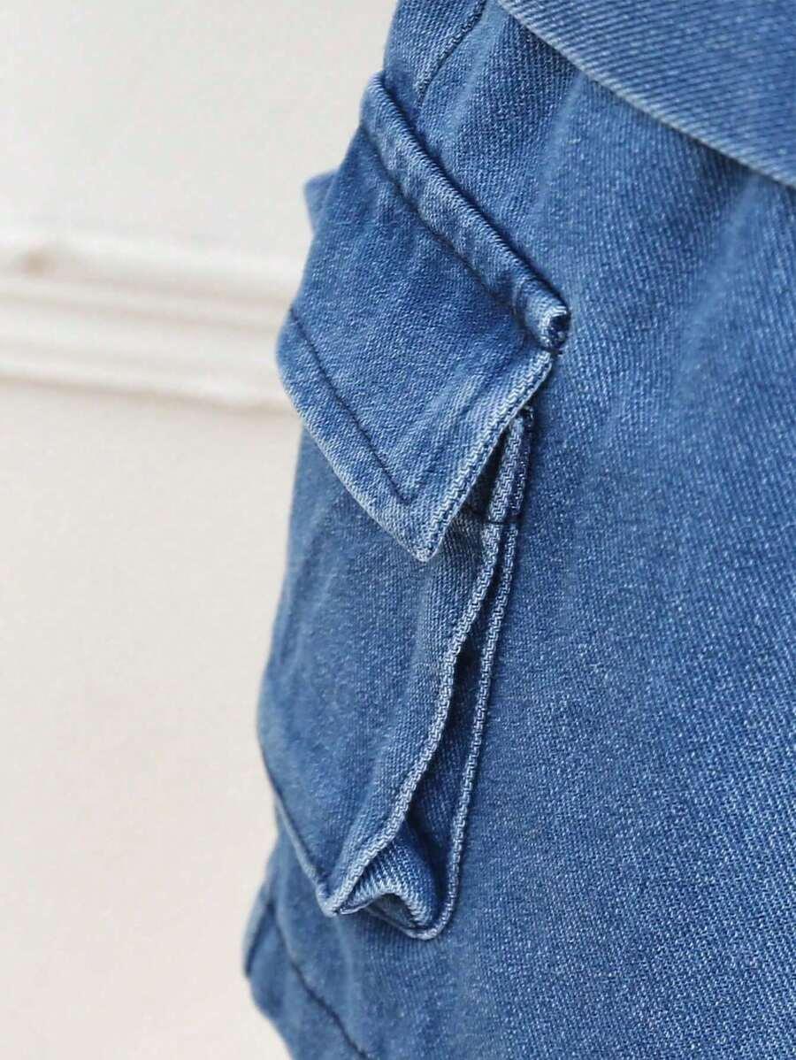SHEIN TOP KAMIZELKA SPÓDNICA JEANS KOMPLET S06__134/140