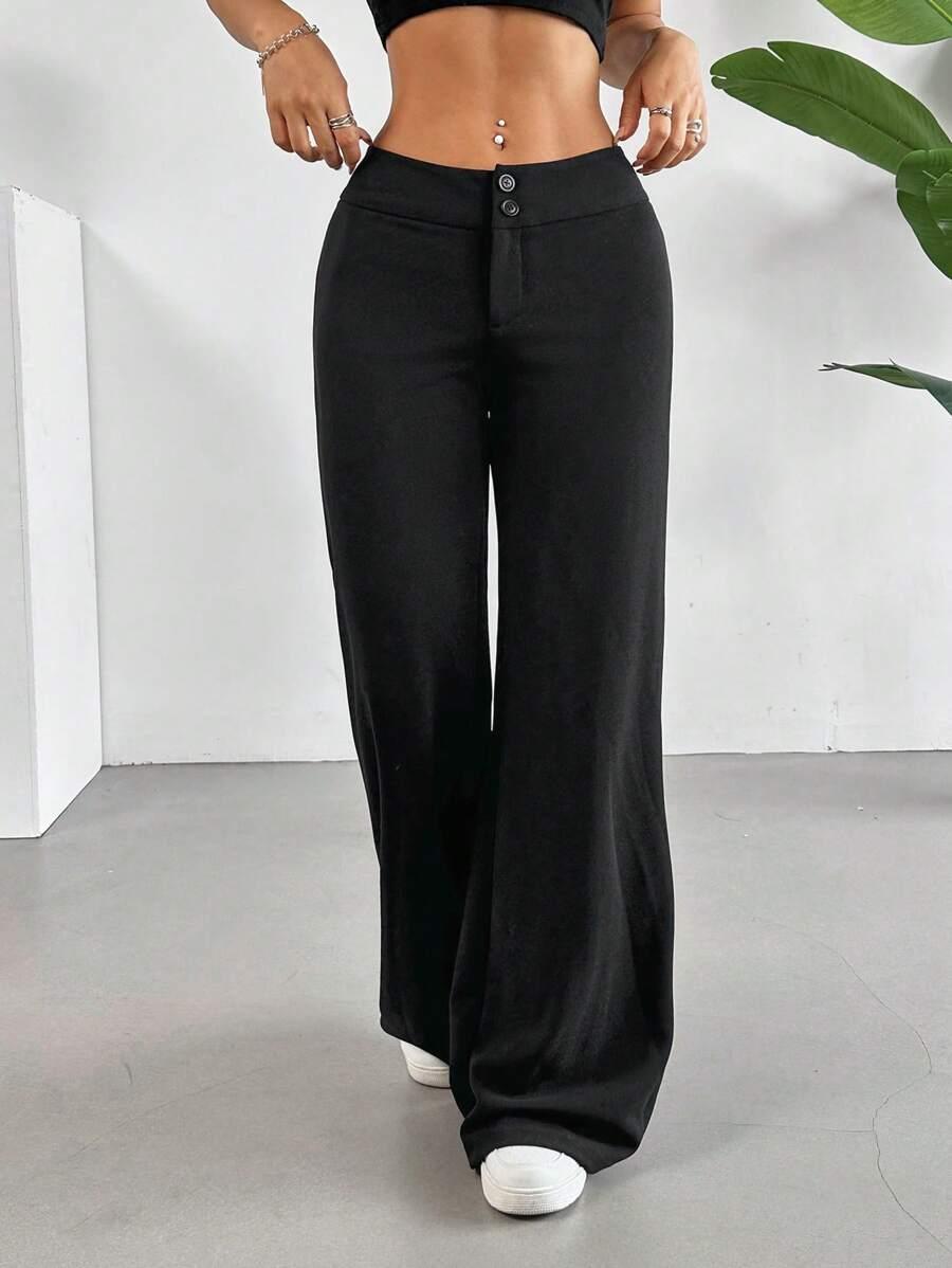 SHEIN CZARNE SPODNIE SZEROKA NOGAWKA S06__46