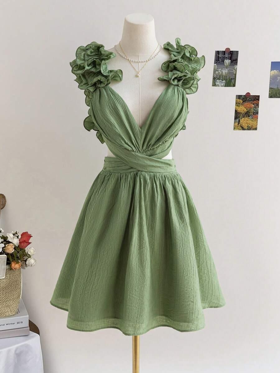 SHEIN ZIELONA MINI SUKIENKA S06__XS