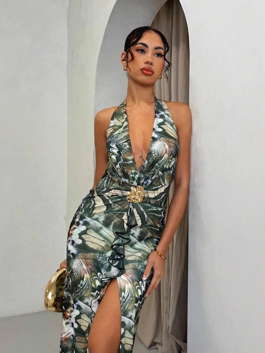 SHEIN MAXI SUKIENKA ODKRYTE PLECY S06__L