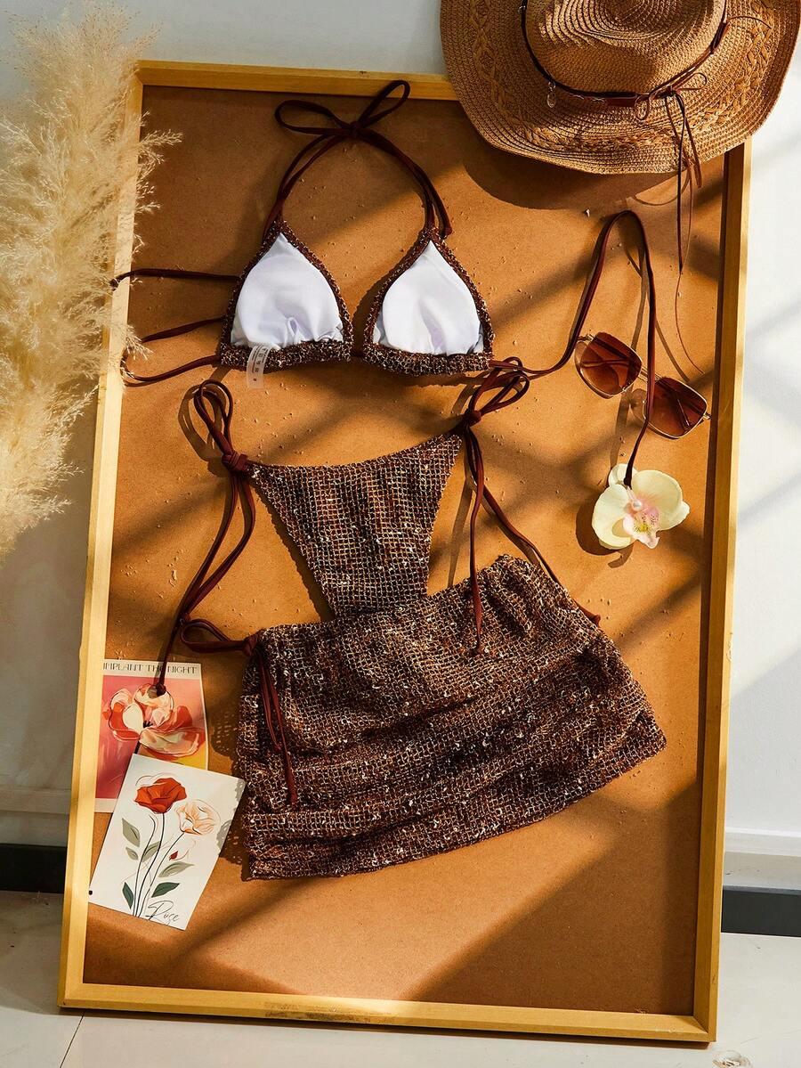 SHEIN DWUCZĘŚCIOWY STRÓJ KĄPIELOWY SPÓDNICA KOMPLET S09__M