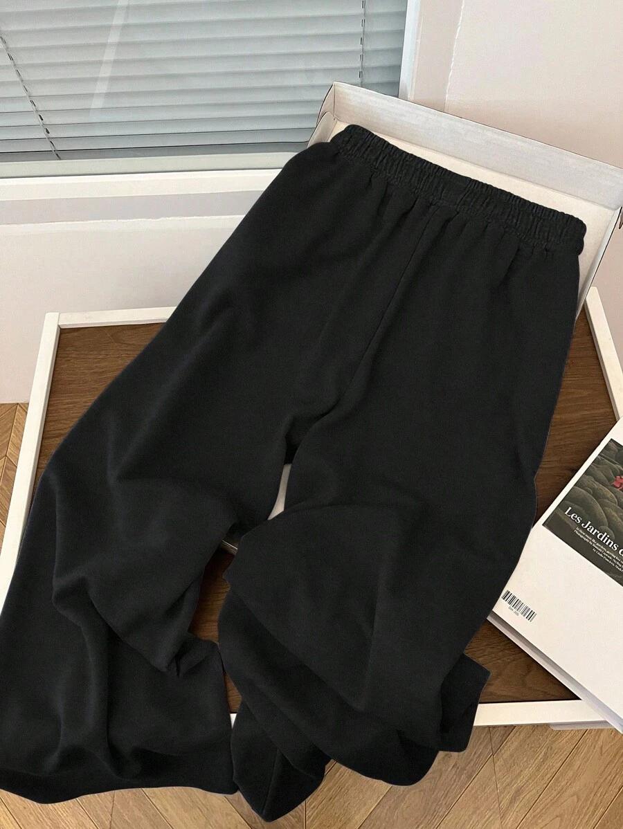 SHEIN CZARNE DRESOWE SPODNIE ZDOBIENIE S06__L