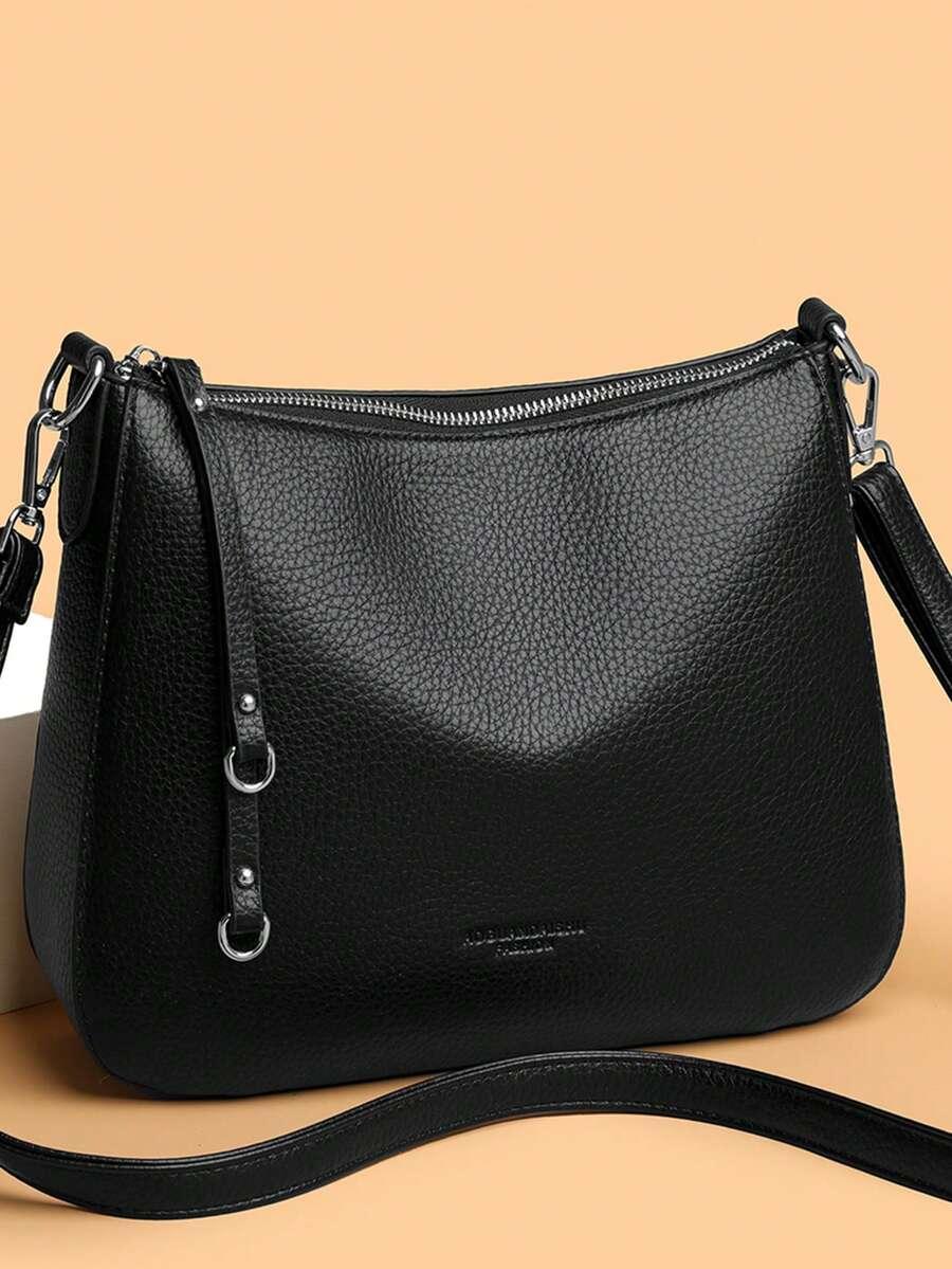 SHEIN CZARNA TOREBKA IMITACJA SKÓRY ZAMEK S07__28X9X21