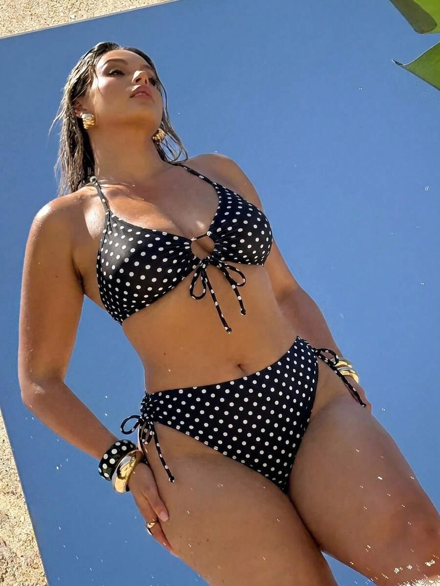 SHEIN KOMPLET BIKINI WZÓR GROSZKI S09__48