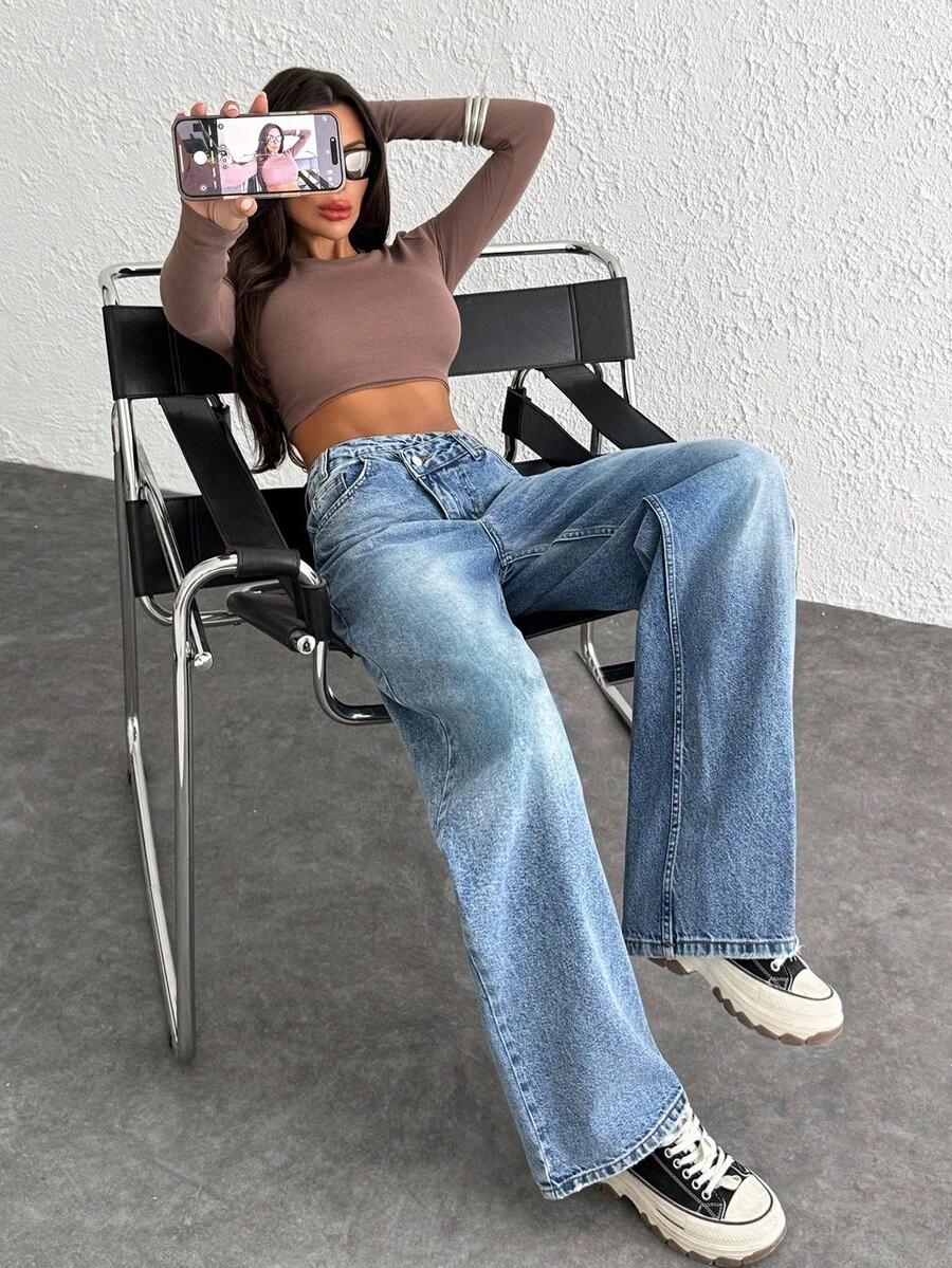EURMUSE NIEBIESKIE SPODNIE JEANS S06__M