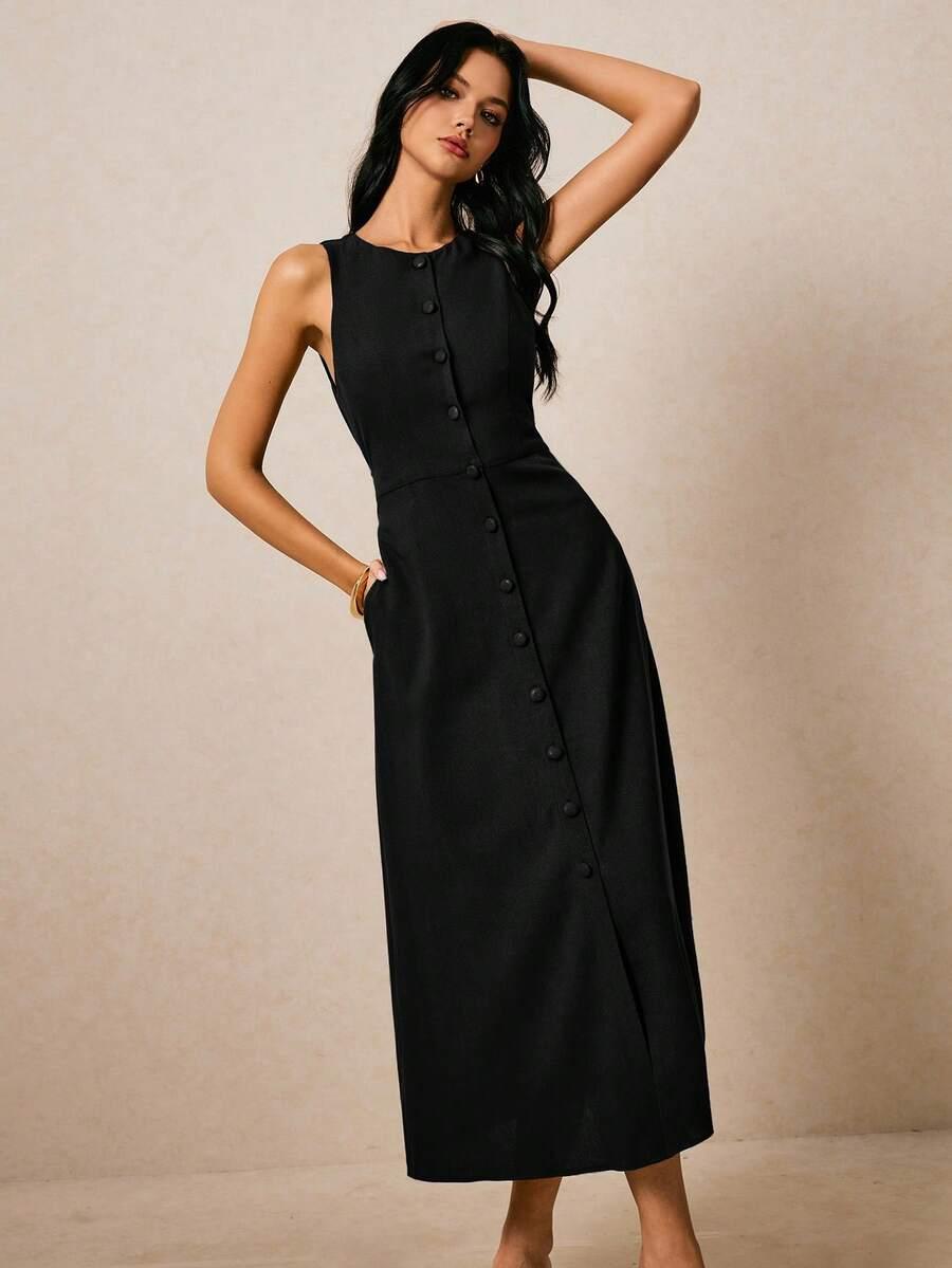 POÉSELLE CZARNA MIDI SUKIENKA S06__L
