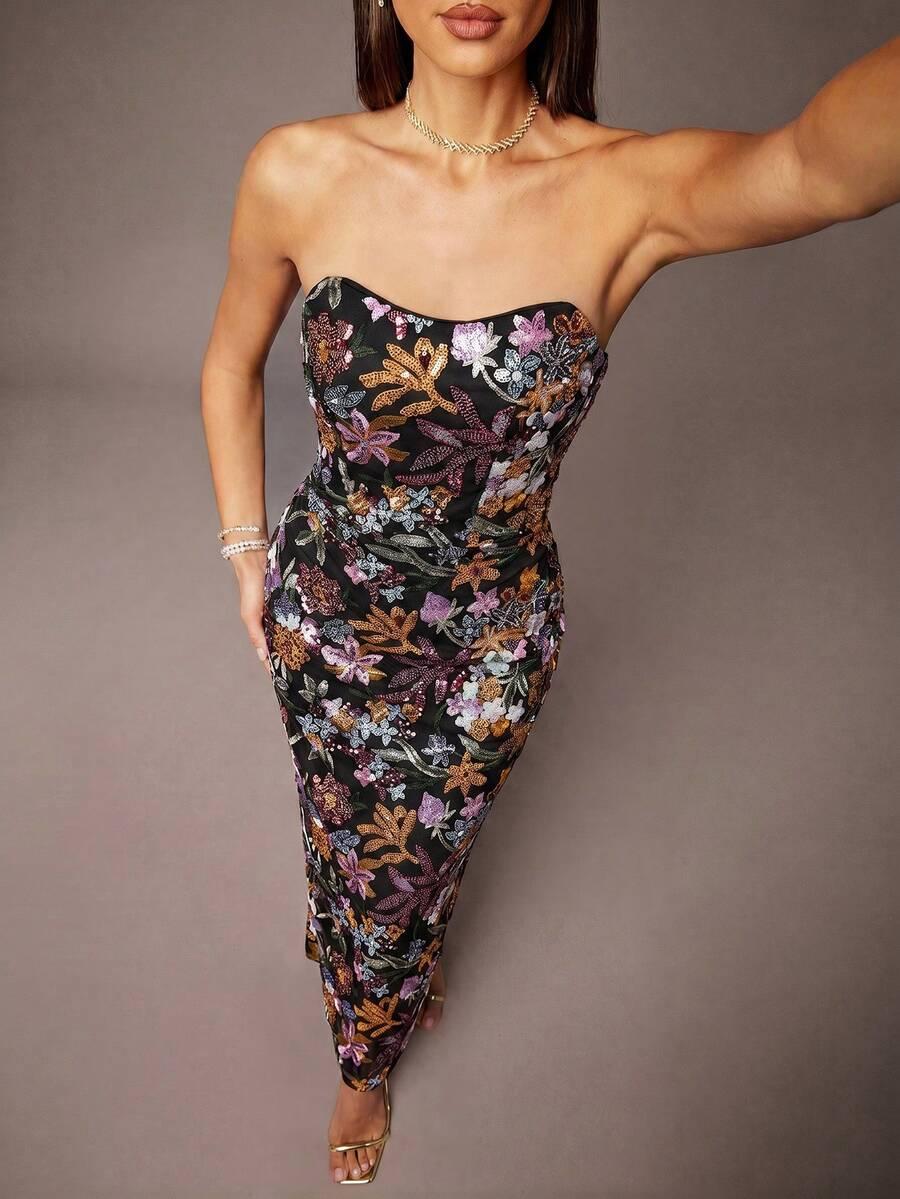 SILQUEE ZDOBIONA MAXI SUKIENKA S06__M