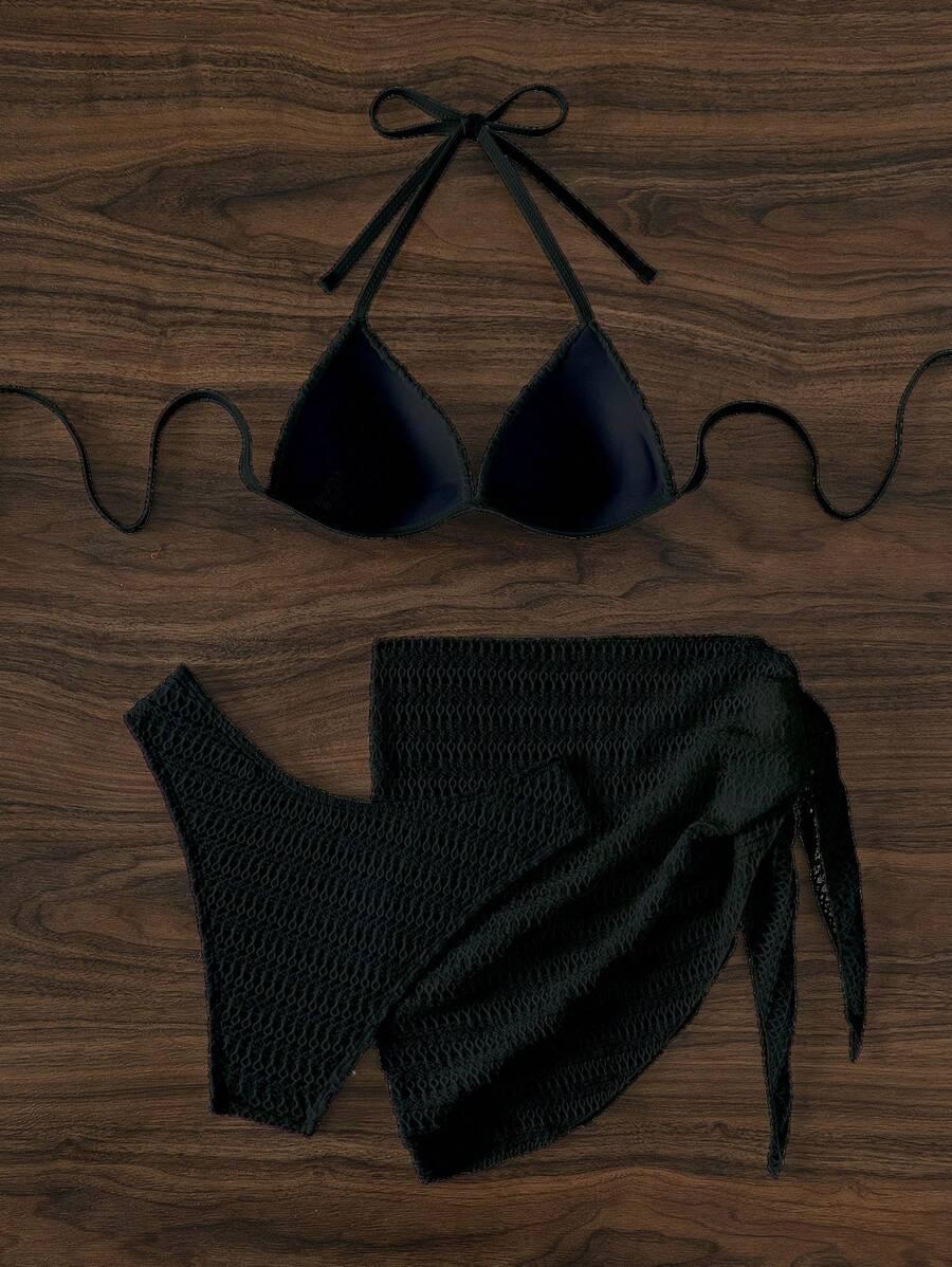 SHEIN TRZYCZĘŚCIOWY STRÓJ KĄPIELOWY KOMPLET S09__XS