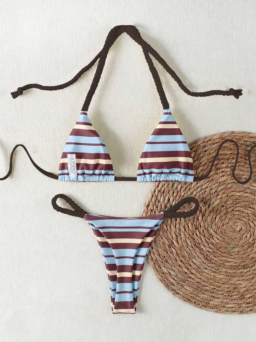 SHEIN DWUCZĘŚCIOWY STRÓJ KĄPIELOWY WZÓR PASKI S09__XS